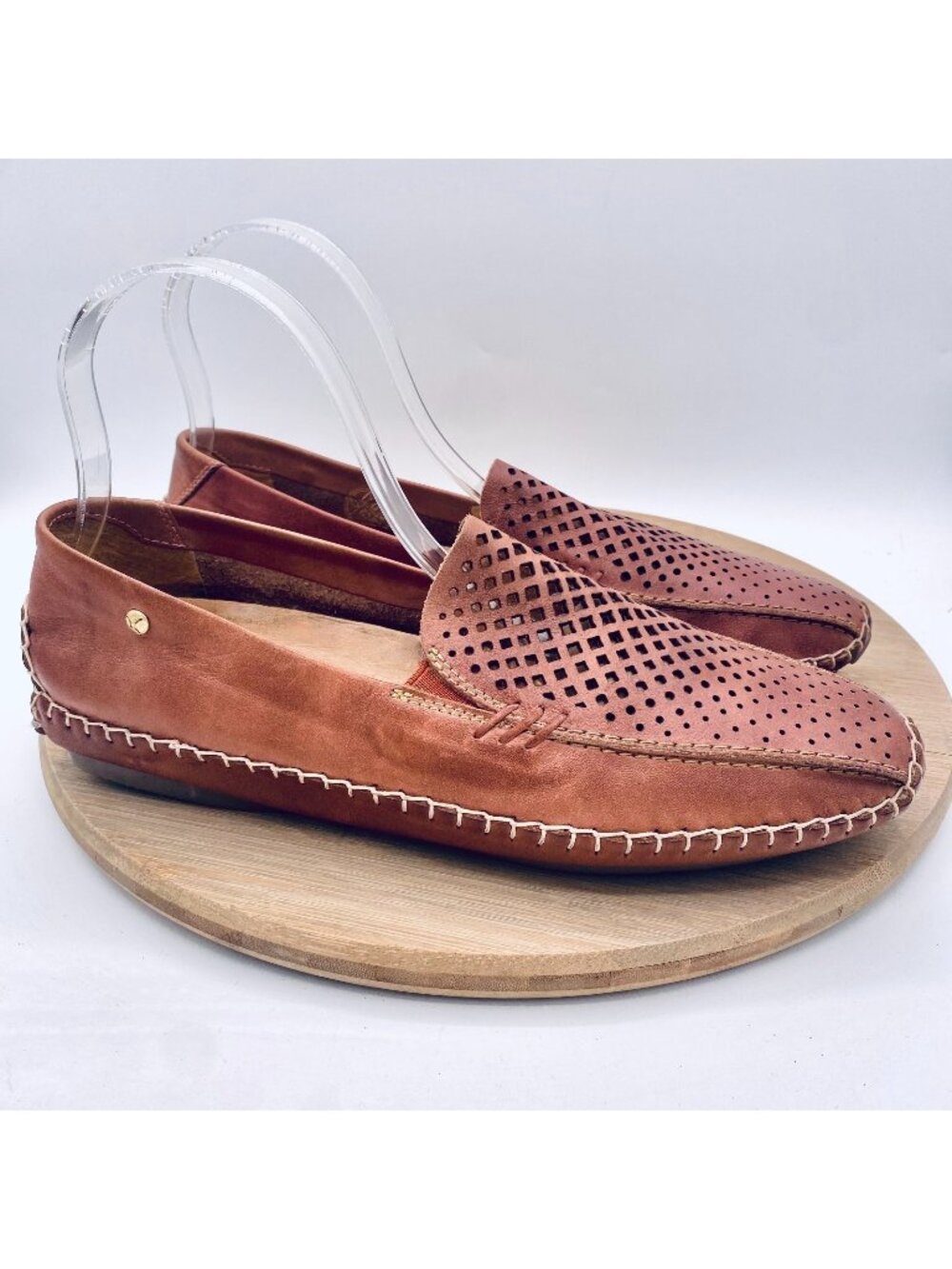 Pikolinos Shoes Womens 9 40 Tan Leather Comfort Perforated Flats Boho